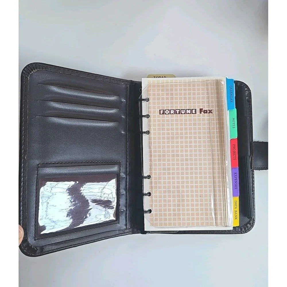 Vintage 80s  Day Timer Planner Fortune Dark Brown 6 Ring Minimal Use